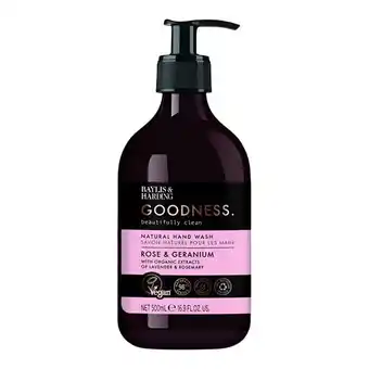 Helsam Baylis & harding goodness hand wash rose & geranium - 500 ml tilbud