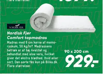 Bilka Nordisk fjer comfort topmadras tilbud