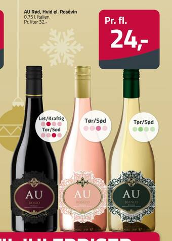 Fleggaard Au rød, hvid el. rosévin tilbud