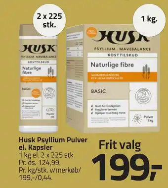 Fleggaard Husk psyllium pulver el. kapsler tilbud