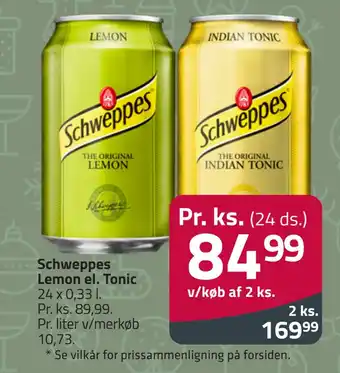 Fleggaard Schweppes lemon el. tonic tilbud