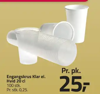Fleggaard Engangskrus klar el. hvid 20 cl tilbud