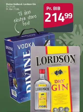 Fleggaard Divine vodka el. lordson gin tilbud