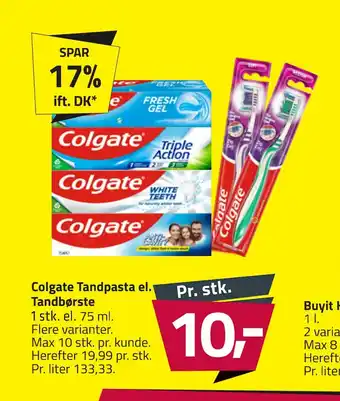 Colgate tandpasta el. tandbørste