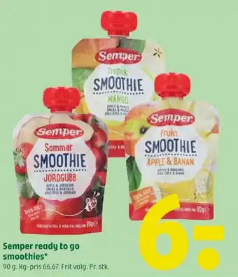 Coop 365 Semper ready to go smoothies tilbud