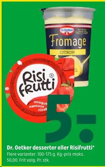 Coop 365 Dr. Oetker desserter eller Risifrutti tilbud