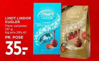 MENY LINDT LINDOR KUGLER tilbud
