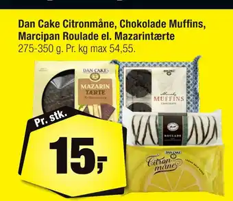 Calle Dan cake citronmåne, chokolade muffins, marcipan roulade el. mazarintærte tilbud