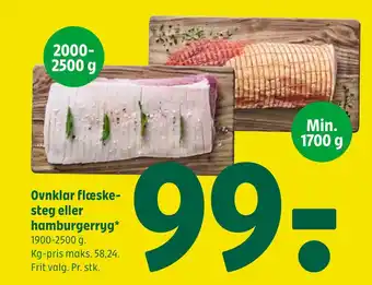 Coop 365 Ovnklar flæskesteg eller hamburgerryg tilbud