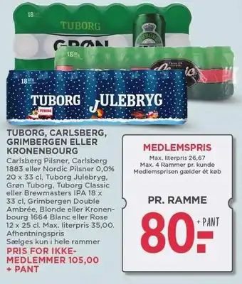 MENY Tuborg, carlsberg, grimbergen eller kronenbourg tilbud