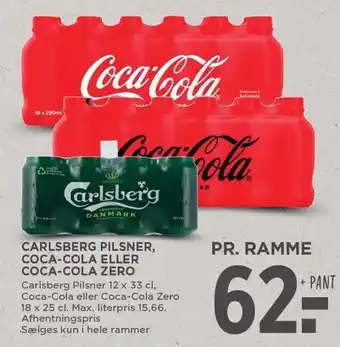 MENY Carlsberg pilsner, coca-cola eller coca-cola zero tilbud