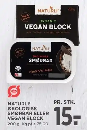MENY Naturli' økologisk smørbar eller vegan block tilbud