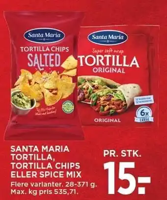MENY Santa maria tortilla, tortilla chips eller spice mix tilbud