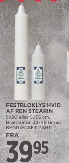MENY Festbloklys hvid af ren stearin tilbud