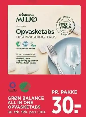 MENY Grøn balance all in one opvasketabs tilbud