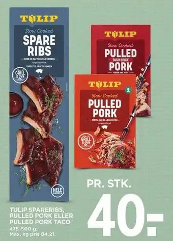Tulip spareribs pulled pork el. pulled pork taco