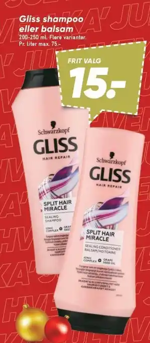 Bilka Gliss shampoo eller balsam tilbud
