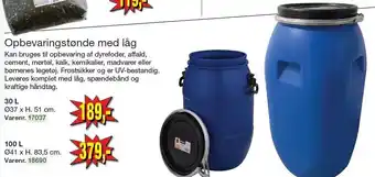 Opbevaringstønde med låg 30 eller 100 l