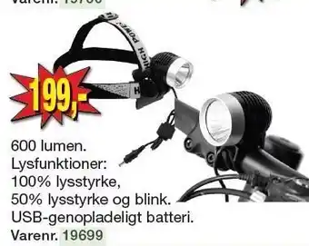 Genopladelig forlygte mtb