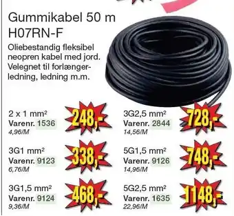 Harald Nyborg Gummikabel 50 m h07rn-f tilbud