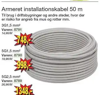 Harald Nyborg Armeret installationskabel 50 m tilbud