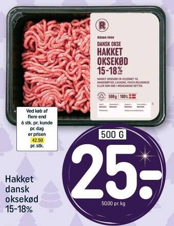 Rema 1000 Hakket dansk oksekød tilbud