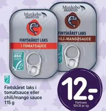 Fintskåret laks i tomatsauce eller chili/mango sauce