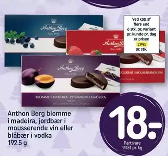 Anthon berg blomme i madeira jordbær i mousserende vin eller blåbær i vodka