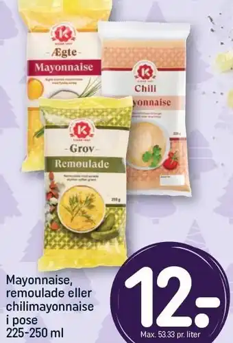 REMA 1000 Mayonnaise, remoulade eller chilimayonnaise i pose tilbud