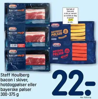 REMA 1000 Steff houlberg bacon i skiver, hotdogpølser eller bayerske pølser 300-375 g tilbud