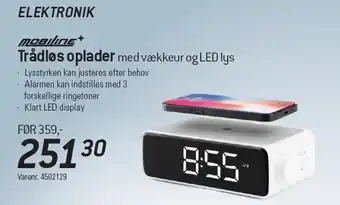 Thansen Mobiline+ trådløs oplader med vækkeur og led lys tilbud