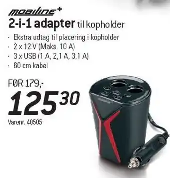 Thansen Mobiline 2-i-1 adapter til kopholder tilbud