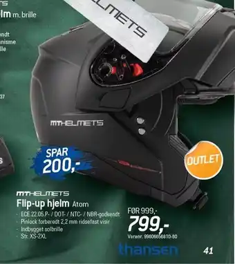 Thansen Flip-up hjelm tilbud