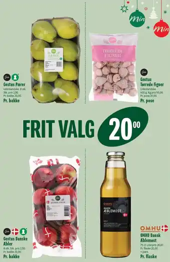 Min Købmand Gestus pærer, gestus tørrede figner, gestus danske æbler eller omhu dansk æblemost tilbud