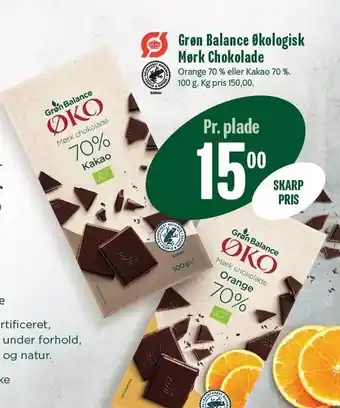 Min Købmand Grøn balance økologisk mørk chokolade tilbud