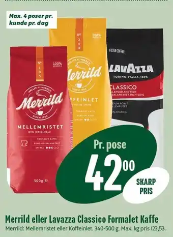 Min Købmand Merrild eller lavazza classico formalet kaffe tilbud