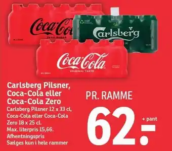 SPAR Carlsberg pilsner, coca-cola eller coca-cola zero tilbud
