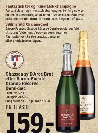 SPAR Chassenay d'arce brut eller baron-fuenté grande réserve demi-sec tilbud