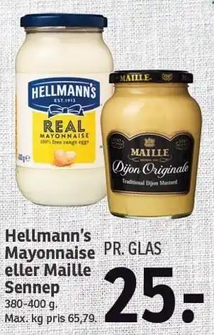 SPAR Hellmann's mayonnaise eller maille sennep tilbud