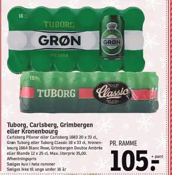 SPAR Tuborg, carlsberg, grimbergen eller kronenbourg tilbud