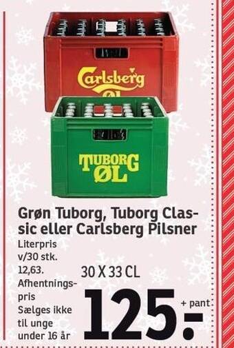 SPAR Grøn tuborg, tuborg classic eller carlsberg pilsner tilbud