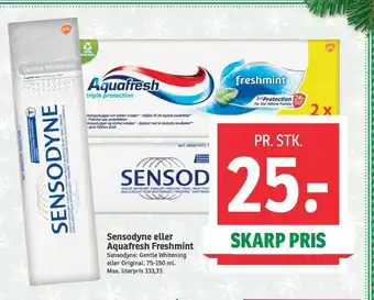 SPAR Sensodyne eller aquafresh freshmint tilbud