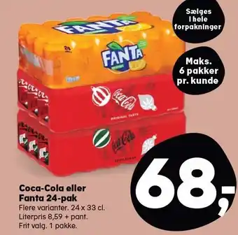 Kvickly Coca-cola eller fanta 24-pak tilbud