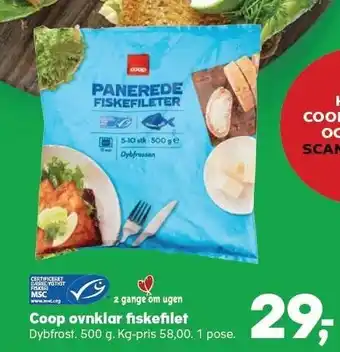 Kvickly Coop ovnklar fiskefilet tilbud