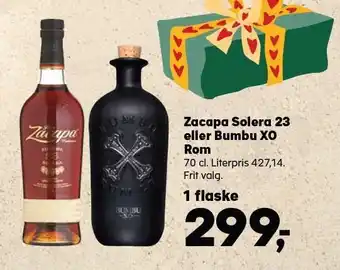 Kvickly Zacapa solera 23 eller bumbu xo rom tilbud
