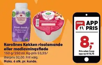Kvickly Karolines køkken risalamande eller madlavningsfløde tilbud