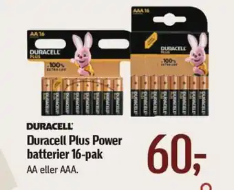 Føtex Duracell Plus Power batterier 16-pak tilbud