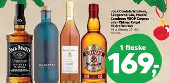 SuperBrugsen Jack daniels whiskey, skagerrak gin, pascal combeau vsop cognac el. chivas regal 12 års whisky tilbud