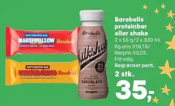 SuperBrugsen Barebells proteinbar eller shake tilbud