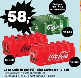 SuperBrugsen Coca-cola 18-pak pet eller carlsberg 12-pak tilbud